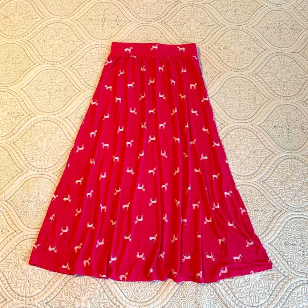 Girls pink maxi skirt with unicorn horse print